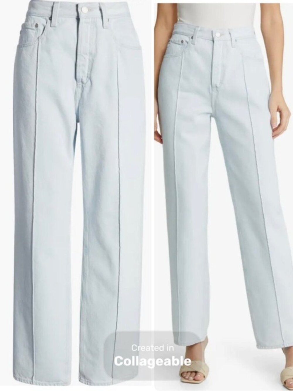 AG Denim Relaxed Vintage Straight Jeans Pin-tuck High Rise